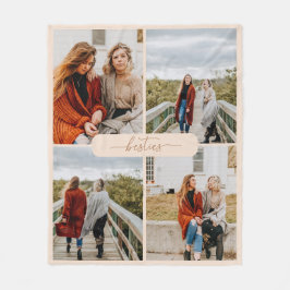 ベージュミニマルベスティーズ4フォトコラージュ フリースブランケット