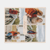 ベージュミニマルベスティーズ4フォトコラージュ フリースブランケット (正面(横))