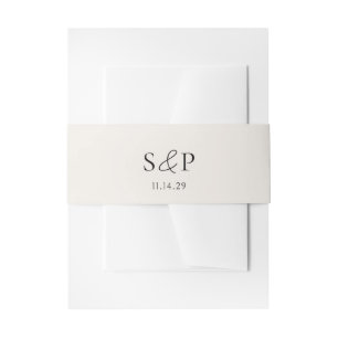 ベージュミニマルモノグラムエレガントな結婚式 招待状ベリーバンド