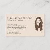 ベージュミニマルロングスモダンカット美容師 名刺 (裏面)