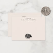 ベージュミニマルヴィンテージツリー名前をカスタムする ノートカード (正面/裏面インサイチュ)