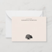 ベージュミニマルヴィンテージツリー名前をカスタムする ノートカード (正面)