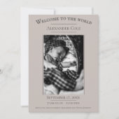 ベージュミニマル写真誕生のお知らせ 案内状 (正面)