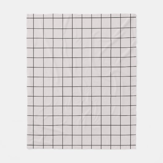 ベージュミニマル幾何格子パターン フリースブランケット (正面)