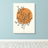 ベージュミニマル抽象芸術フラワーキャンバス キャンバスプリント (インサイチュ (ウッドフロア))