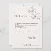 ベージュミニマル結婚リストフラワー 招待状 (裏面)