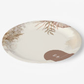 ベージュミニマル結婚リストボホテーマ ペーパープレート (アングル)