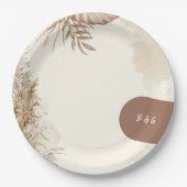 ベージュミニマル結婚リストボホテーマ ペーパープレート (正面)