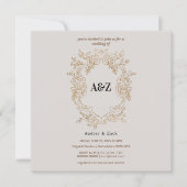 ベージュミニマル結婚式招待状カード (正面)