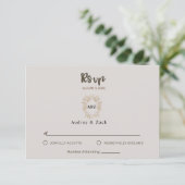 ベージュミニマル結婚式RSVPカード 出欠カード (スタンド正面)