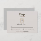 ベージュミニマル結婚式RSVPカード 出欠カード (正面/裏面)