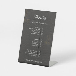 ベージュミニマル美しいサロン価格表 台座サイン
