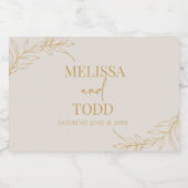 ベージュミニマル金ゴールドミニマリスト結婚ブランチ スパークリングワインラベル (シングルラベル)