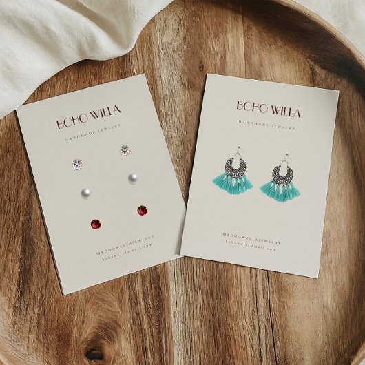 ベージュミニマル&テラコッタイヤリングディスプレイカード