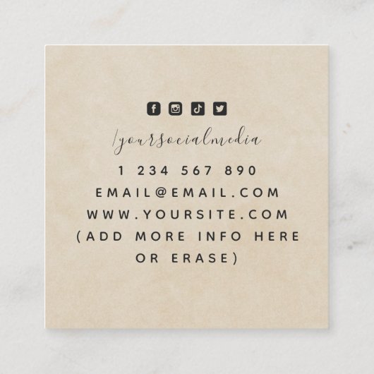 ベージュムーンサイクル星占いリーディングスピリチュアル砂 スクエア名刺 (裏面)