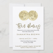 ベージュムーンツインズベビーシャワー 招待状 (正面)