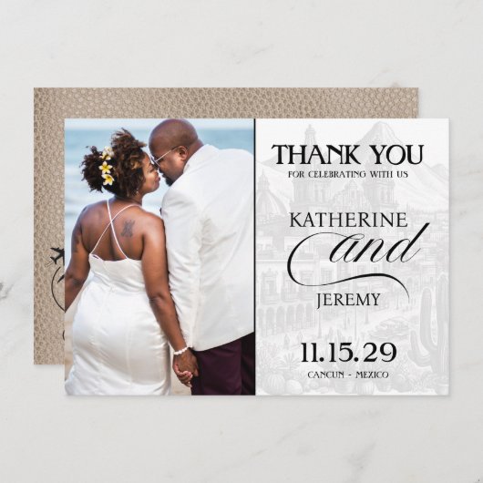 ベージュメキシコ旅券 サンキューカード (正面/裏面)