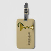 ベージュメディカルスネークボウル衛生金ゴールドカドゥセウス ラゲッジタグ (正面縦)