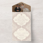 ベージュメ伝統的ンディインディアンヒンドゥー結婚ズ オールインワン招待状 (内側)