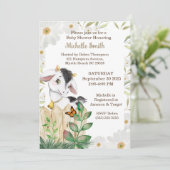 ベージュモダンかわいいフローラファームカウベイビーシャワー 招待状 (スタンド正面)