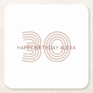 ベージュモダンとワインモノグラム スクエアペーパーコースター