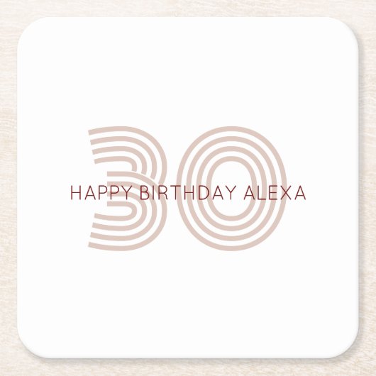 ベージュモダンとワインモノグラム スクエアペーパーコースター (正面)