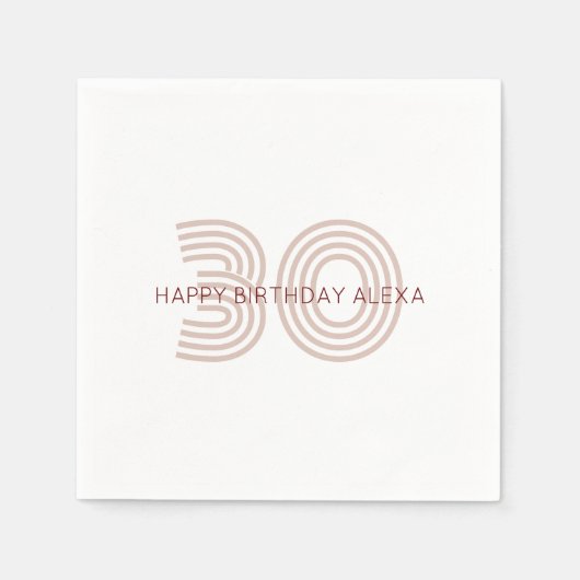 ベージュモダンとワインモノグラム スタンダードカクテルナプキン (正面)