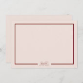 ベージュモダンとワインモノグラム ノートカード (正面/裏面)