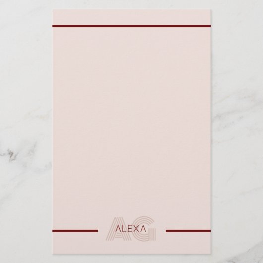 ベージュモダンとワインモノグラム 便箋 (正面)