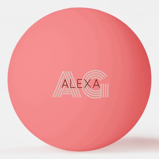 ベージュモダンとワインモノグラム 卓球ボール (正面)