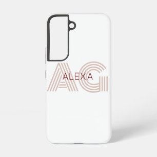 ベージュモダンとワインモノグラム SAMSUNG GALAXY S22ケース