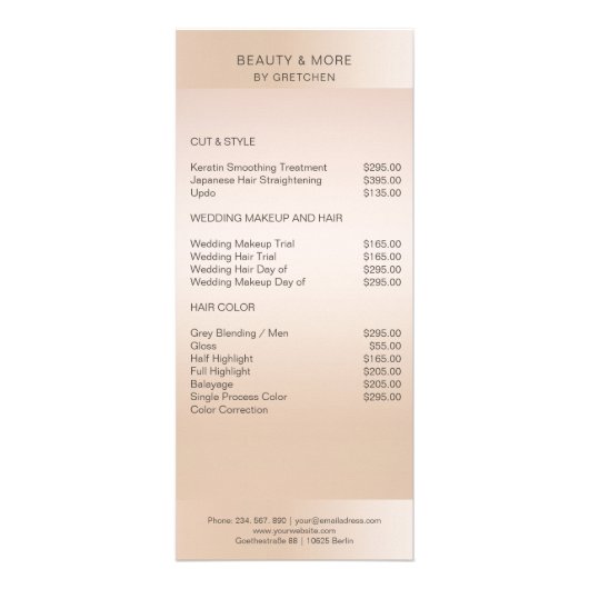 ベージュモダンの最小色 ラックカード (正面)