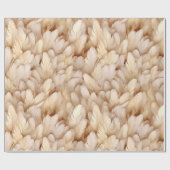 ベージュモダンの羽模様 ラッピングペーパー (フラット)