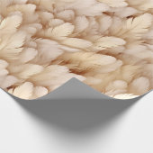 ベージュモダンの羽模様 ラッピングペーパー (角)