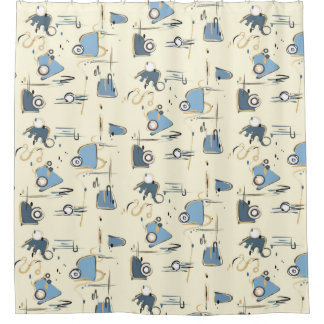 ベージュモダンの背景を持つシャワーカーテン シャワーカーテン