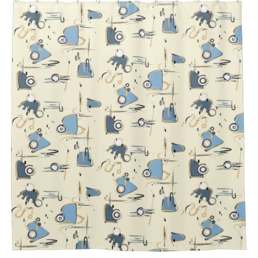 ベージュモダンの背景を持つシャワーカーテン シャワーカーテン (正面)