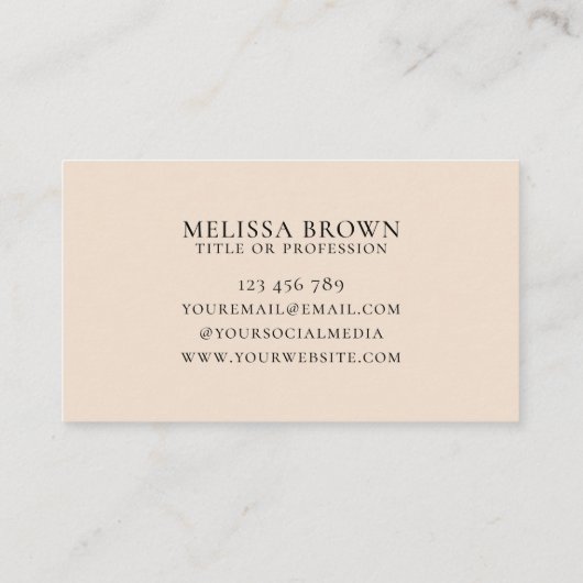 ベージュモダンウォーターエレガントカラーモノグラム 名刺 (裏面)