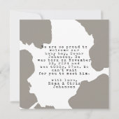 ベージュモダンウォーターベビー発表 招待状 (裏面)