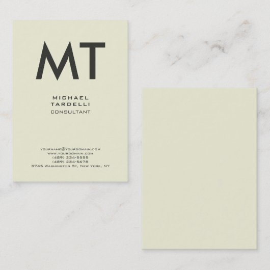 ベージュモダンカラートレンディー垂直モノグラはっきりしたム 名刺 (正面/裏面)