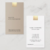 ベージュモダングラデーション金ゴールドを垂直参照 名刺 (正面/裏面)