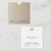 ベージュモダングラデーション金ゴールドアクセントの参照 スクエア名刺 (正面/裏面)