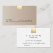 ベージュモダングラデーション金ゴールドアクセントの参照 名刺 (正面/裏面)