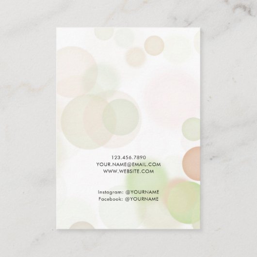 ベージュモダングリーンバブル表示カード 名刺 (裏面)