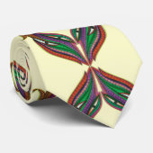 ベージュモダンサイケデリック曼荼羅の模様 ネクタイ (ロール)