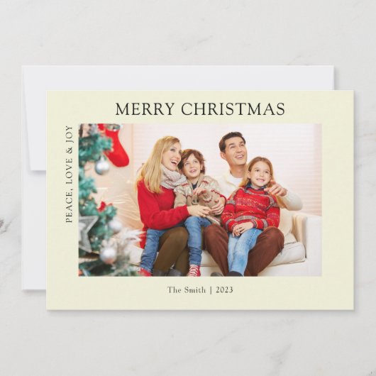 ベージュモダンシンプルフォトクリスマスホリデーカード シーズンカード (正面)