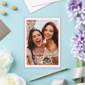 ベージュモダンジンガム写真卒業パーティー アクリル招待状 (インサイチュ (ウェディング))