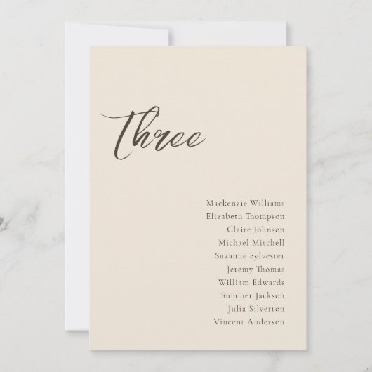 ベージュモダンスお洒落クリット座席表カード 招待状 (正面)