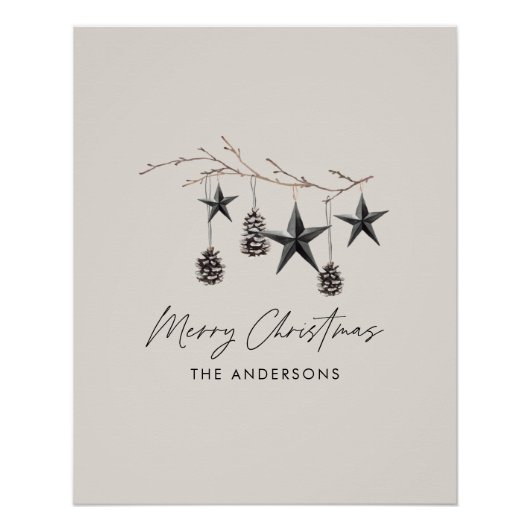 ベージュモダンスのスエレガントクリスマ ポスター (正面)