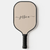 ベージュモダンスクリプト名pickleballパドル ピックルボールラケット (裏面)