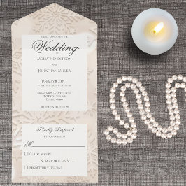 ベージュモダンスノーフレーク オールインワン招待状